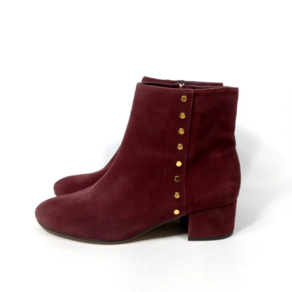 LAUREN RALPH LAUREN Wharton Women's Burgundy Studded Boots Size 9 B